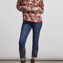 Tribal Audrey Pull On Slim Ankle Pant w/Embroidery Blue Jay 78860-4880-2448