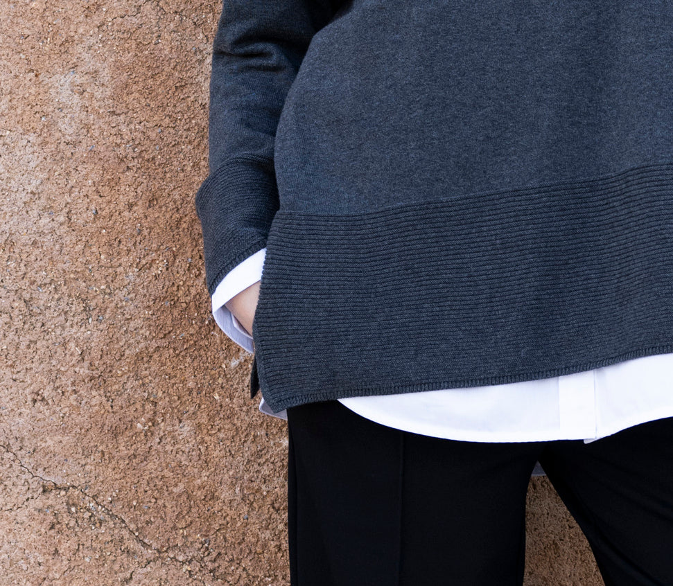 Marble Oversized Cowl Neck Sweater Charcoal 8077-105
