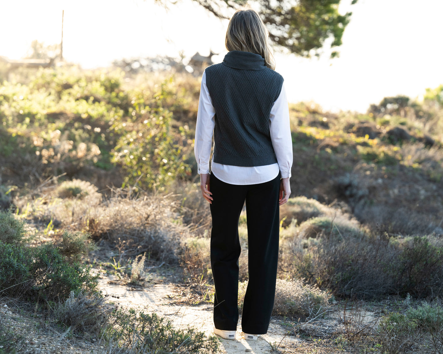 Marble Cowl Neck Sweater Vest Charcoal 8081-105