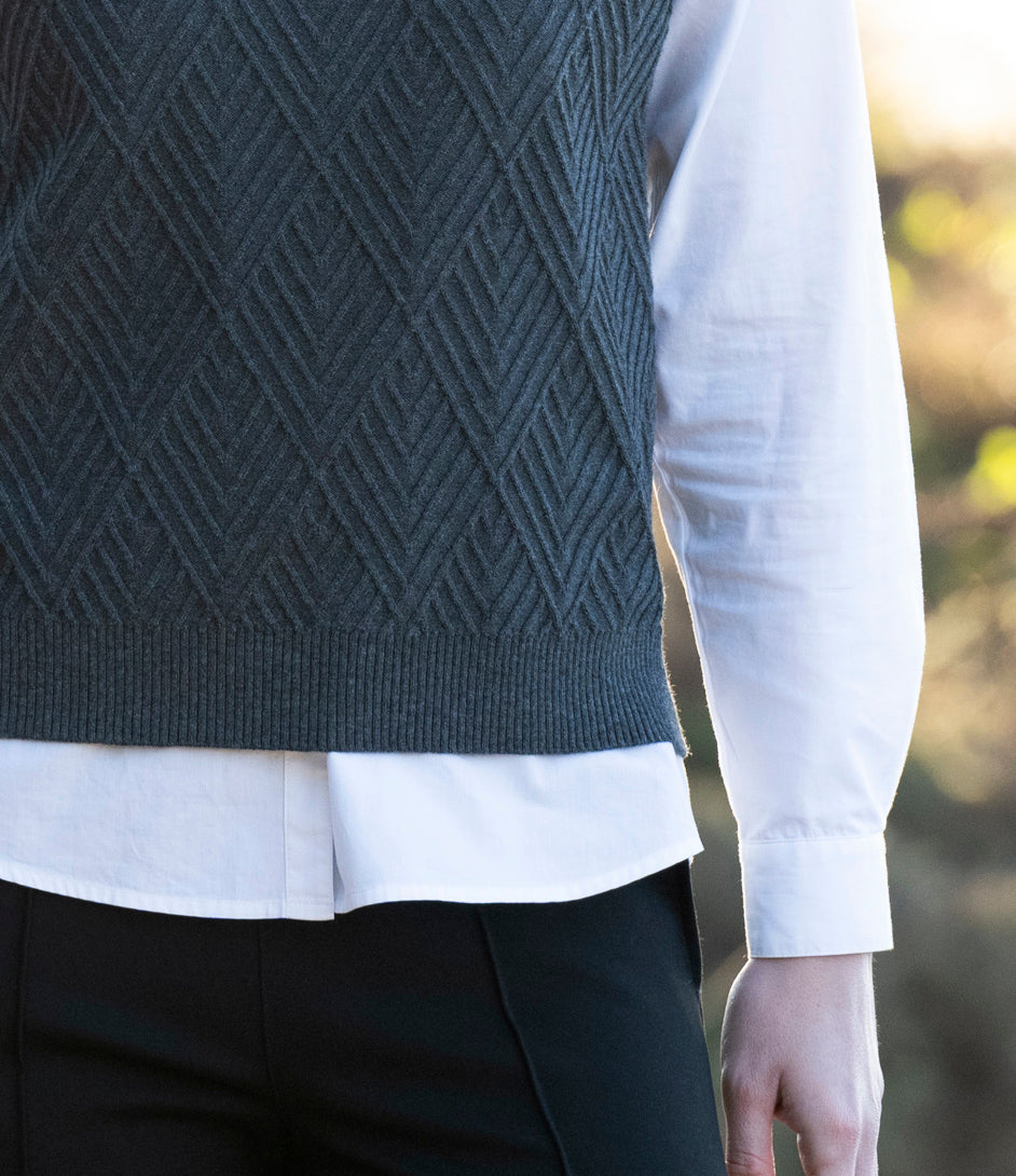 Marble Cowl Neck Sweater Vest Charcoal 8081-105