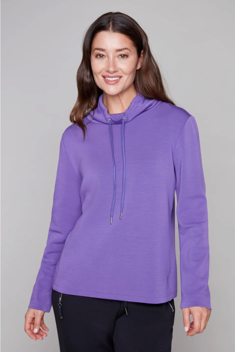 Claire Desjardins Relaxed Funnel Neck Pullover Top Purple 92350