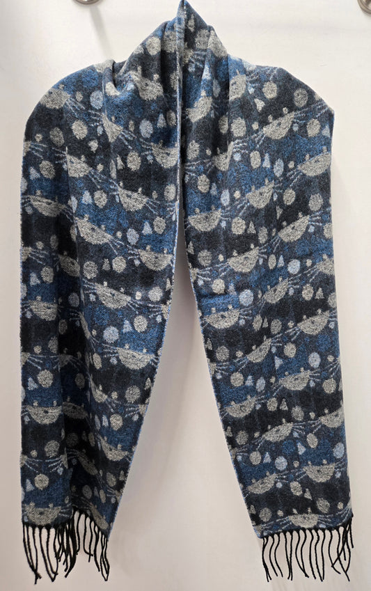 Albee Cat Print French Scarf Blue/Grey 220905