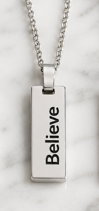 J&J Designs 18" Believe Necklace Silver