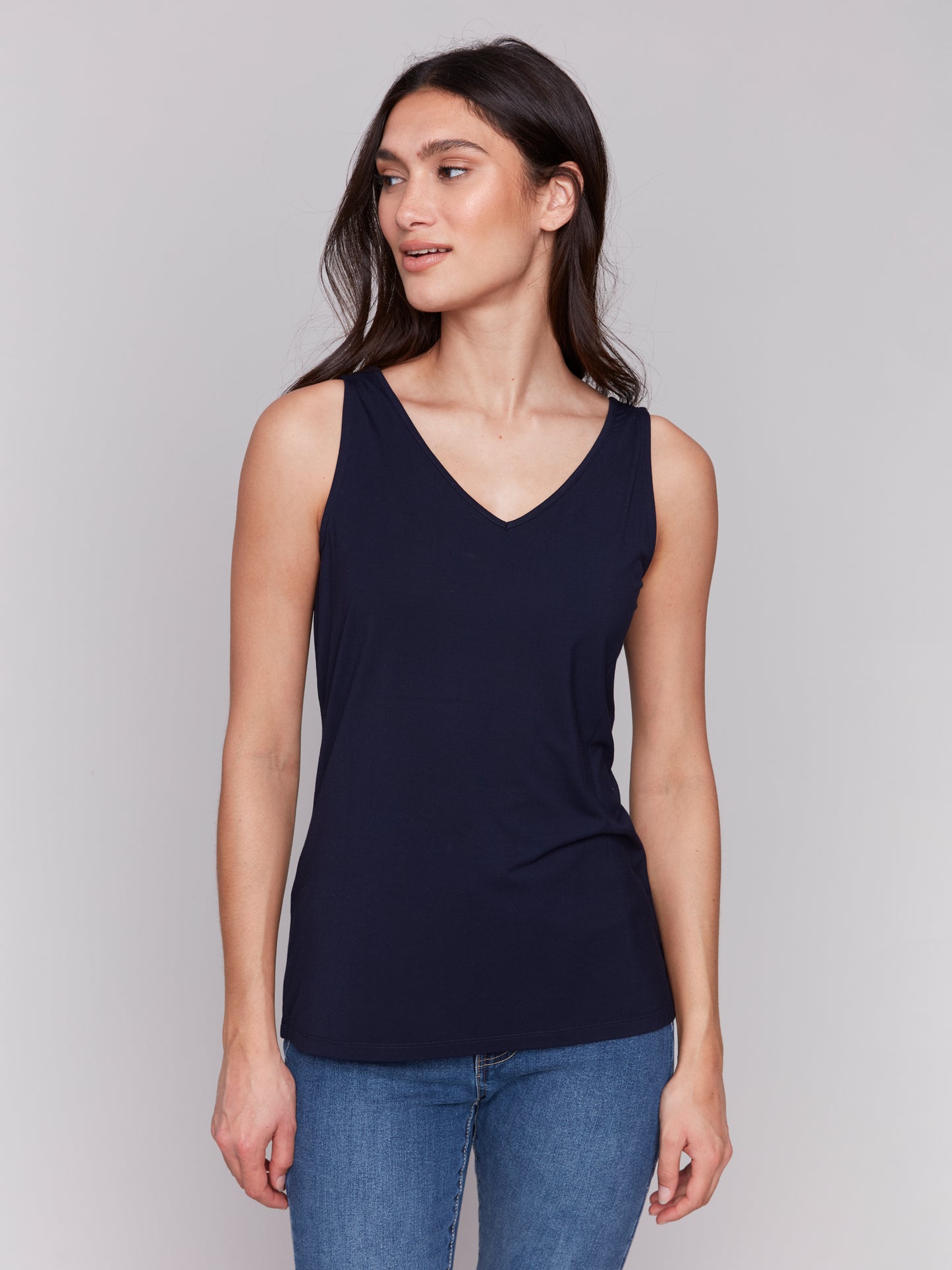 Charlie B Reversible Bamboo Viscose Cami Navy C1243SPK-730A-117
