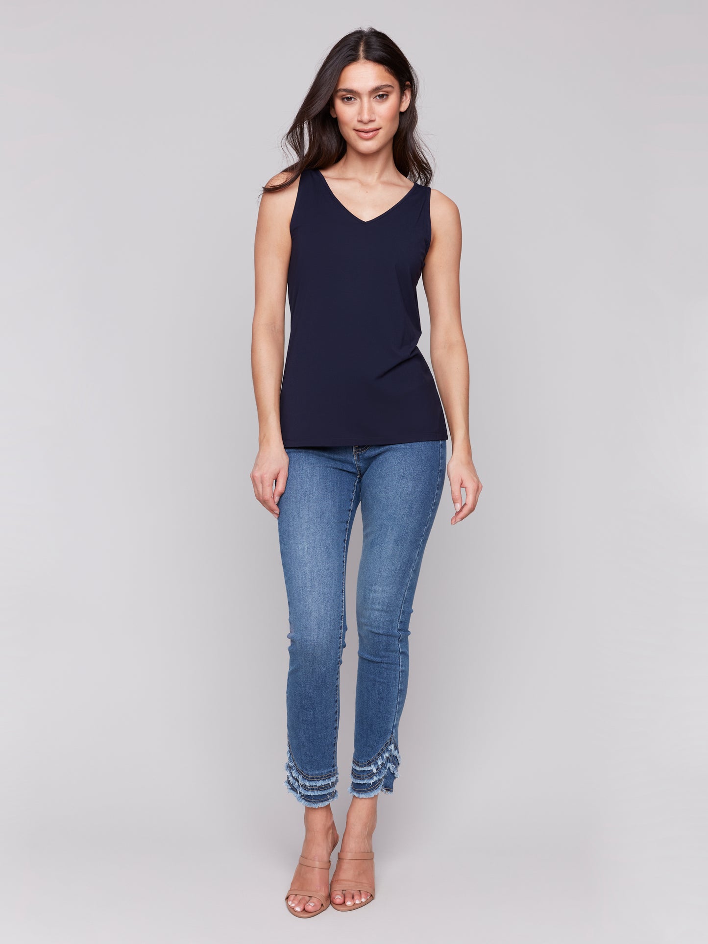 Charlie B Reversible Bamboo Viscose Cami Navy C1243SPK-730A-117