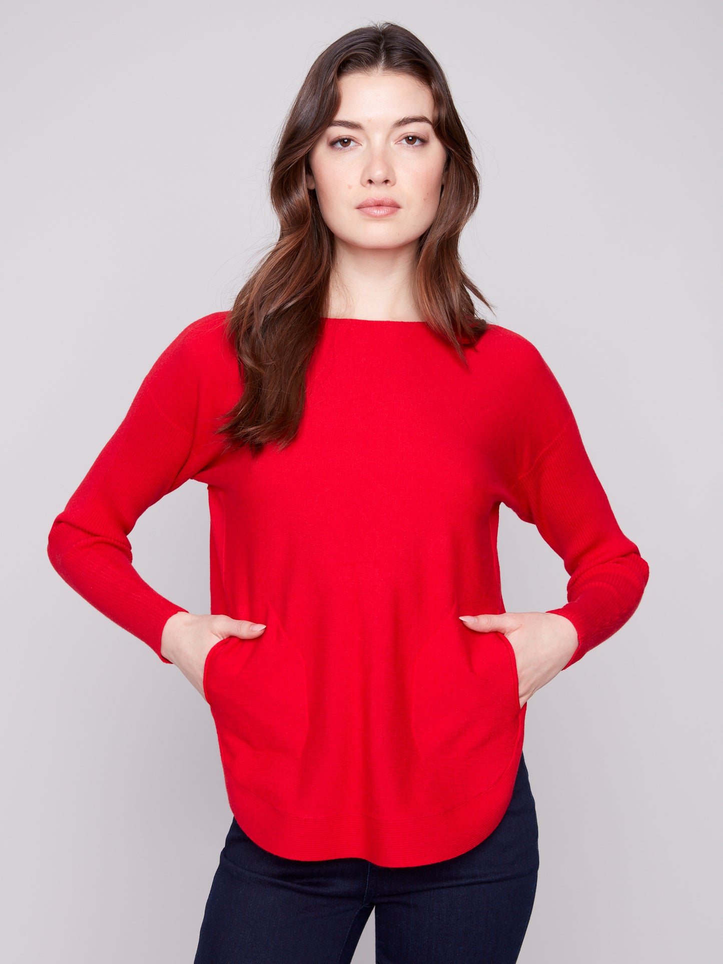 Charlie B Sweater w/Back Lace-up Detail Crimson C2170Z-464A-882
