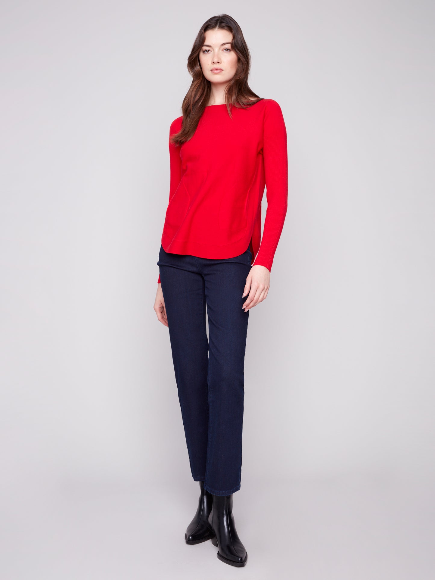 Charlie B Sweater w/Back Lace-up Detail Crimson C2170Z-464A-882