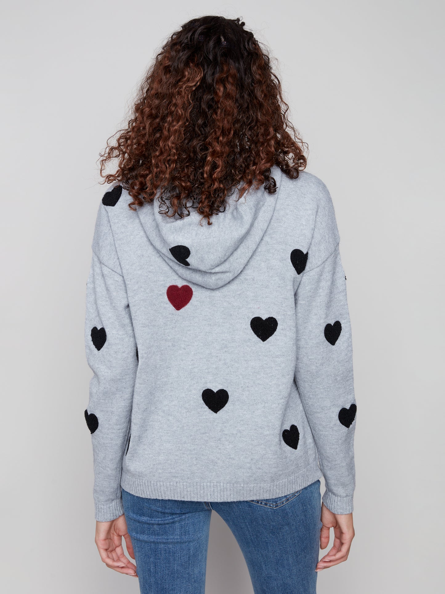 Charlie B Needle Punch Boucle Hoodie H. Grey C2436Y-736A-P008
