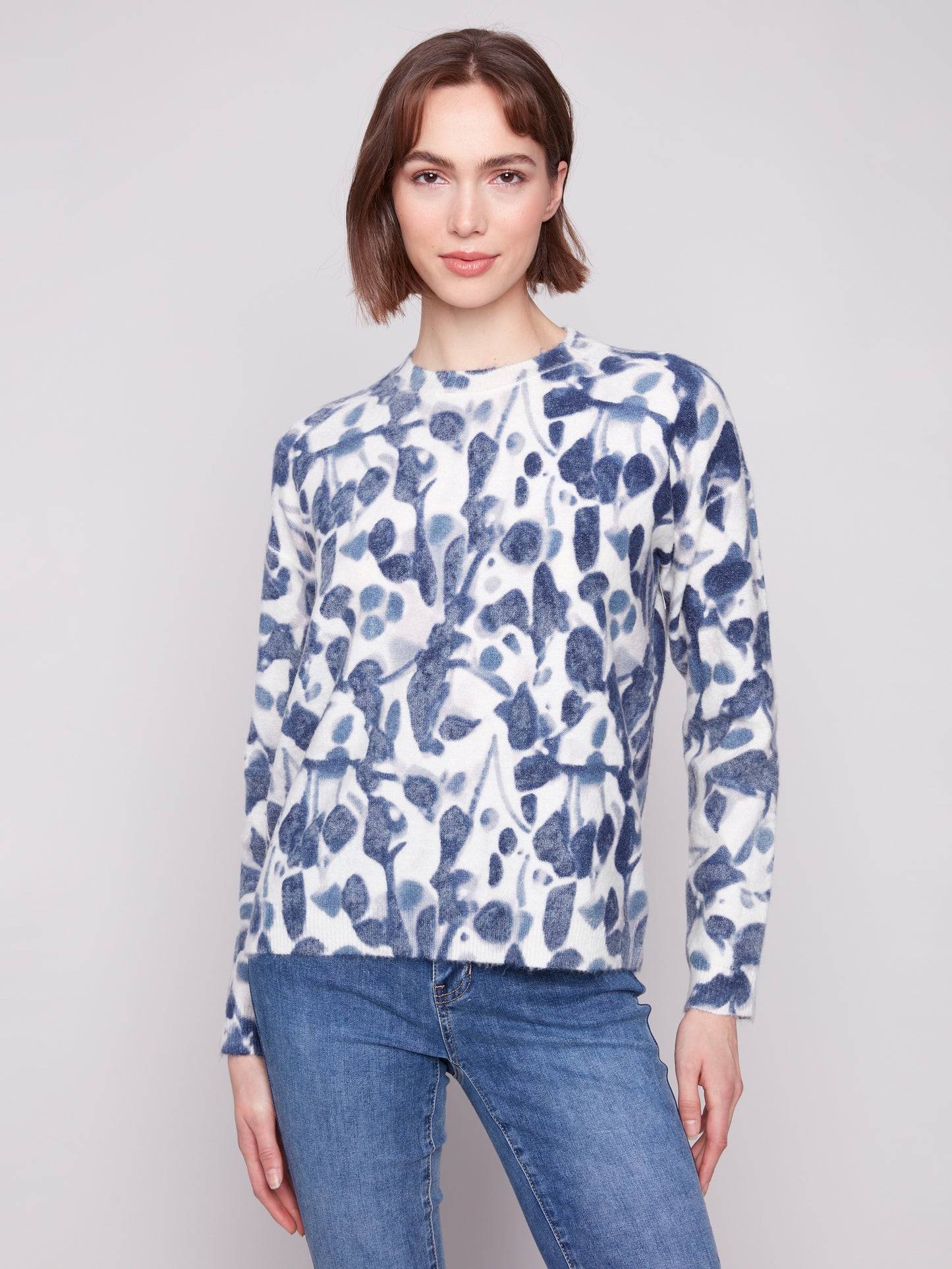 Charlie B Reversible Printed Sweater Smudge C2546RR-918A-P953
