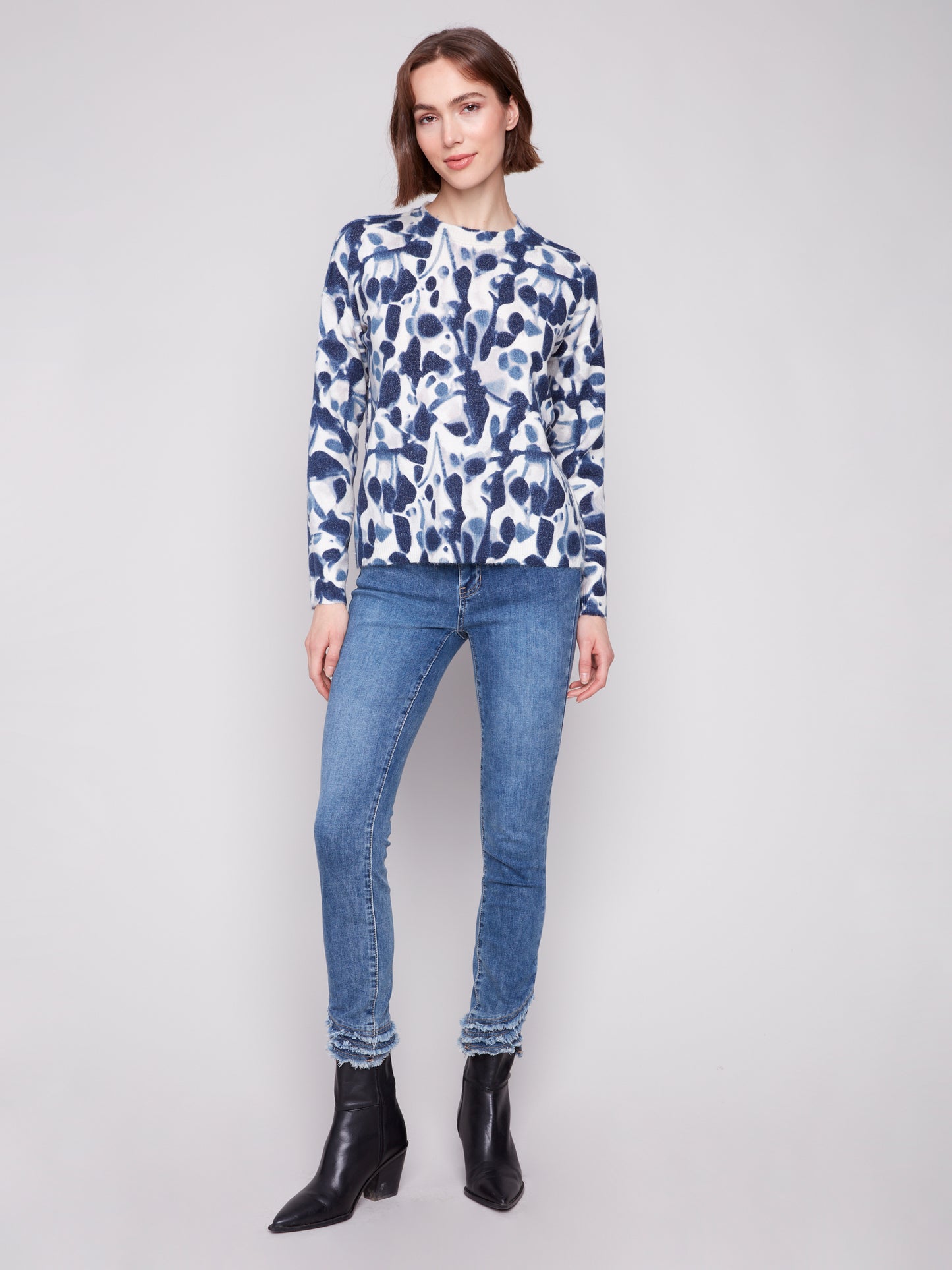 Charlie B Reversible Printed Sweater Smudge C2546RR-918A-P953