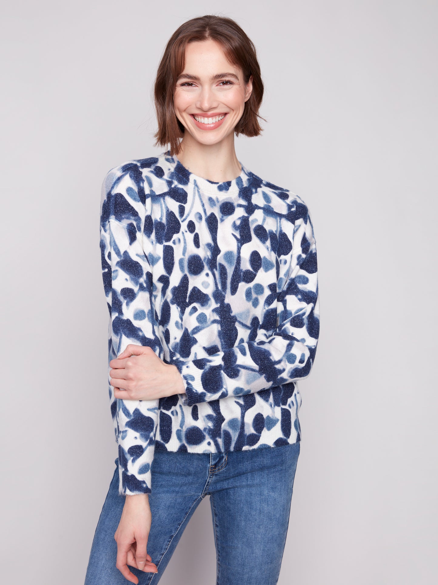 Charlie B Reversible Printed Sweater Smudge C2546RR-918A-P953