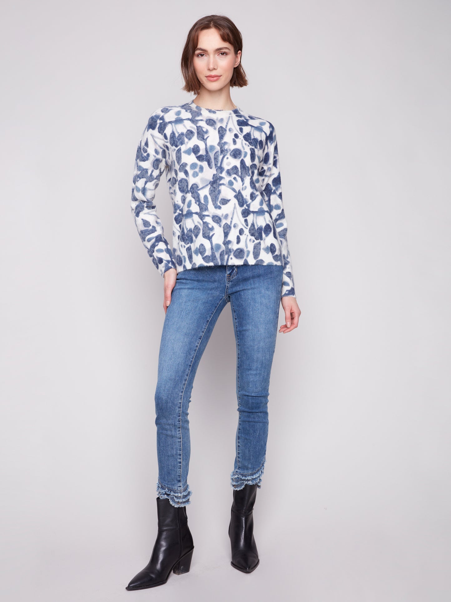 Charlie B Reversible Printed Sweater Smudge C2546RR-918A-P953