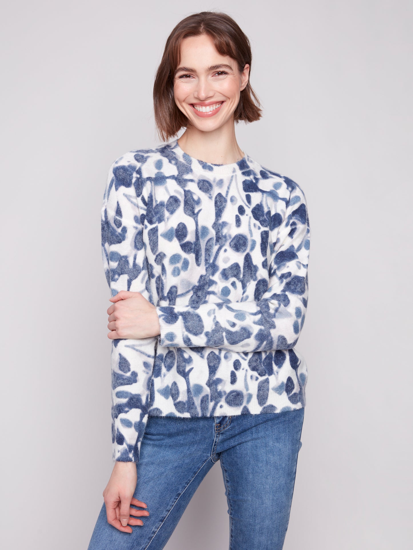 Charlie B Reversible Printed Sweater Smudge C2546RR-918A-P953