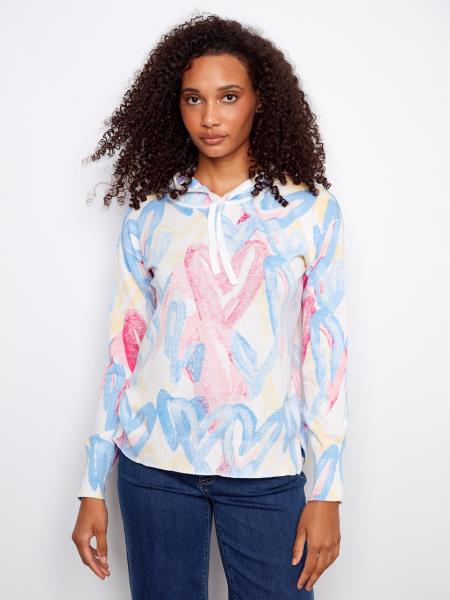 Charlie B Reverse Print L/S Hoodie Sweater Rainbow C2616RR-261B-P073