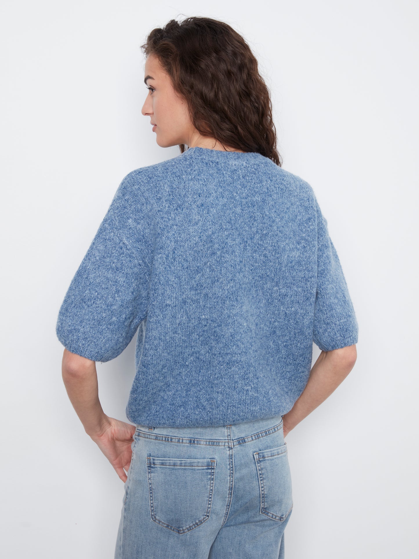 Charlie B Elbow Sleeve Balloon Shape Sweater Heather Denim C2858R-635C-011