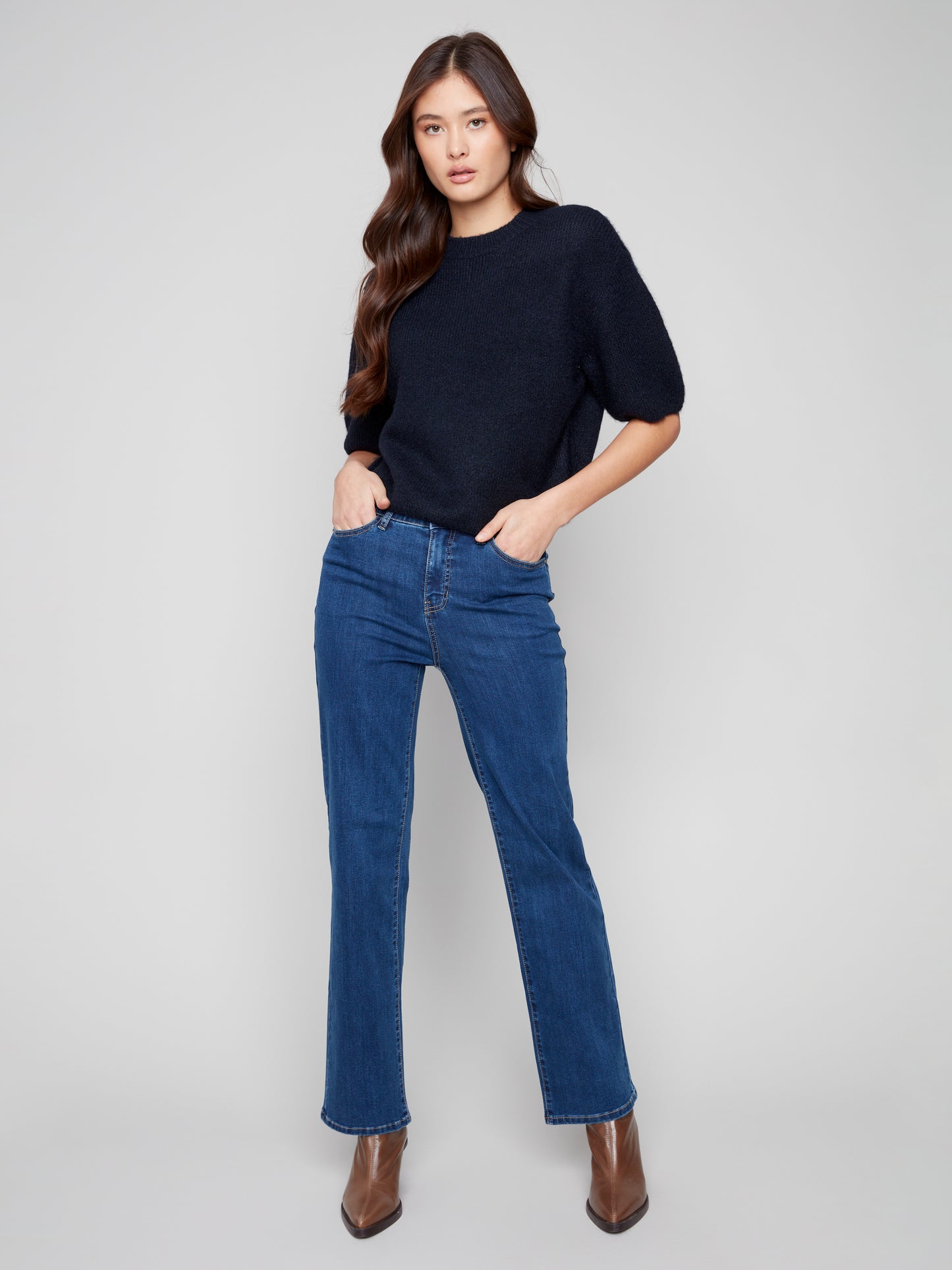 Charlie B Elbow Sleeve Balloon Shape Sweater Moonlight C2858-340C-907
