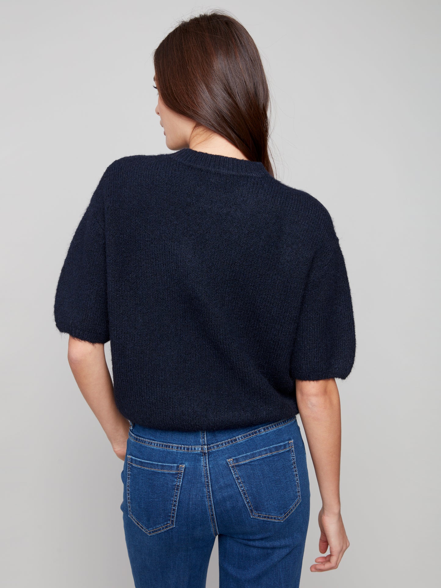 Charlie B Elbow Sleeve Balloon Shape Sweater Moonlight C2858-340C-907