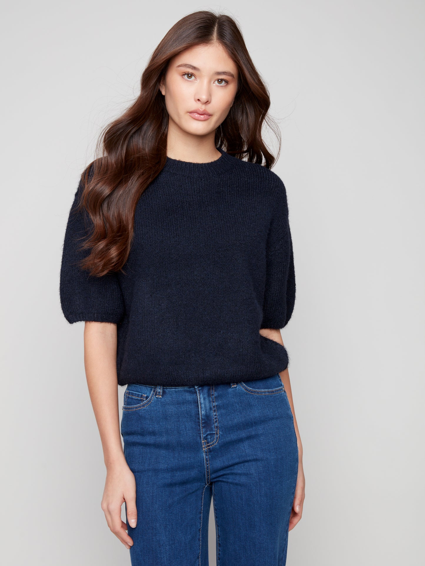 Charlie B Elbow Sleeve Balloon Shape Sweater Moonlight C2858-340C-907