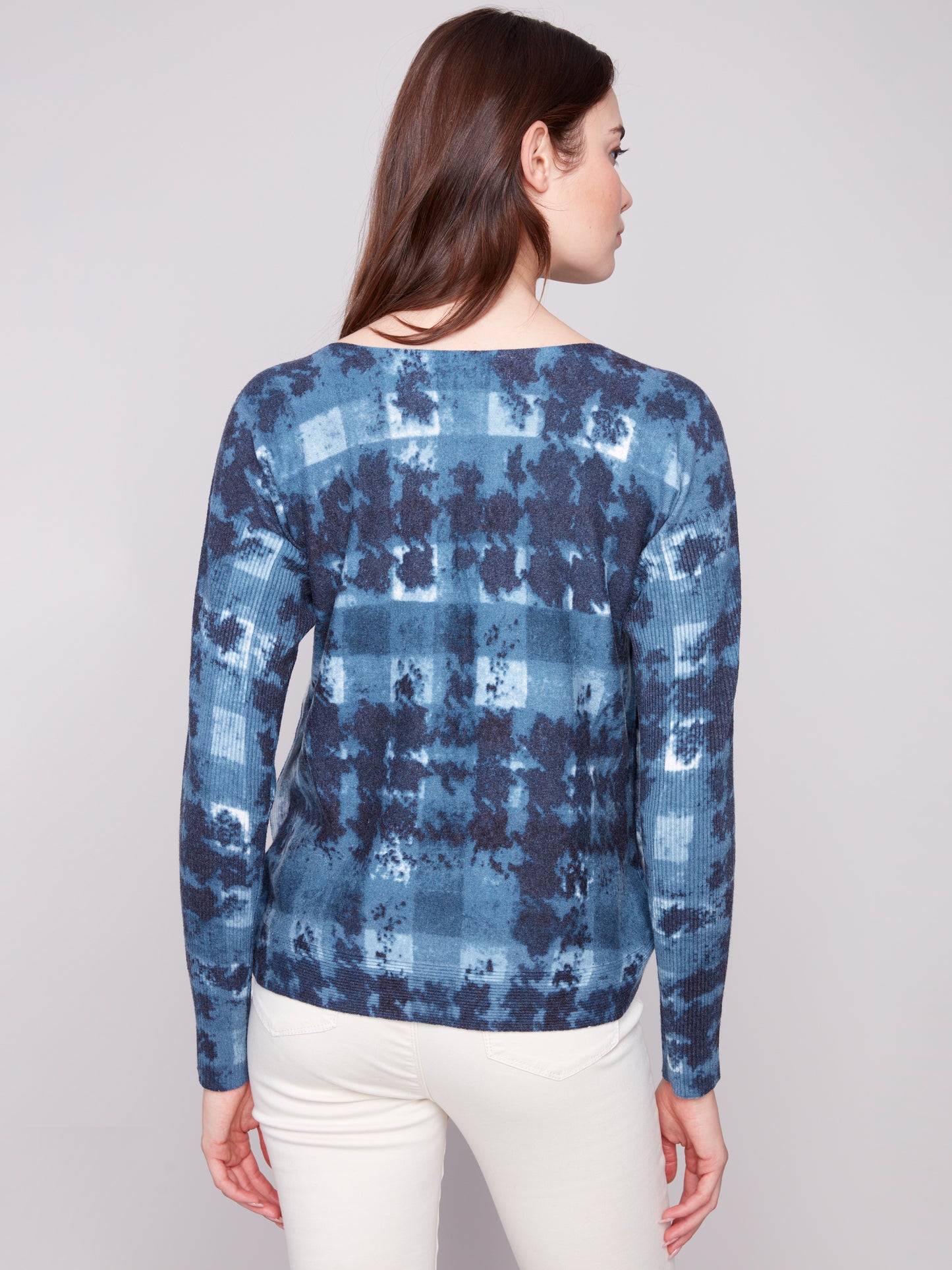 Charlie B Boat Neck Sweater w/Side Buttons Detail Shadow C2871P-464A-958