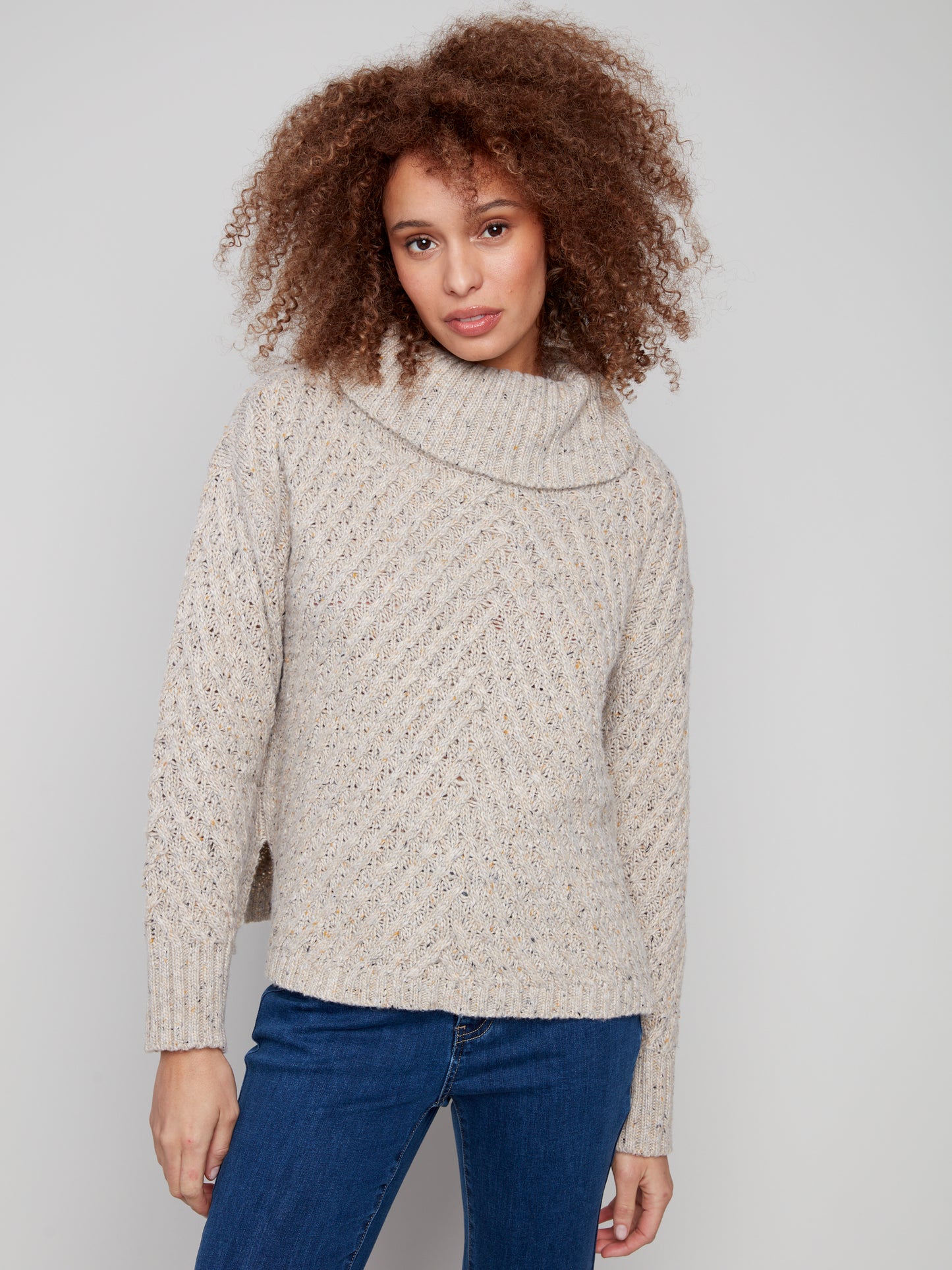 Charlie B Diagonal Cable Sweater H. Oat C2914-969B-905