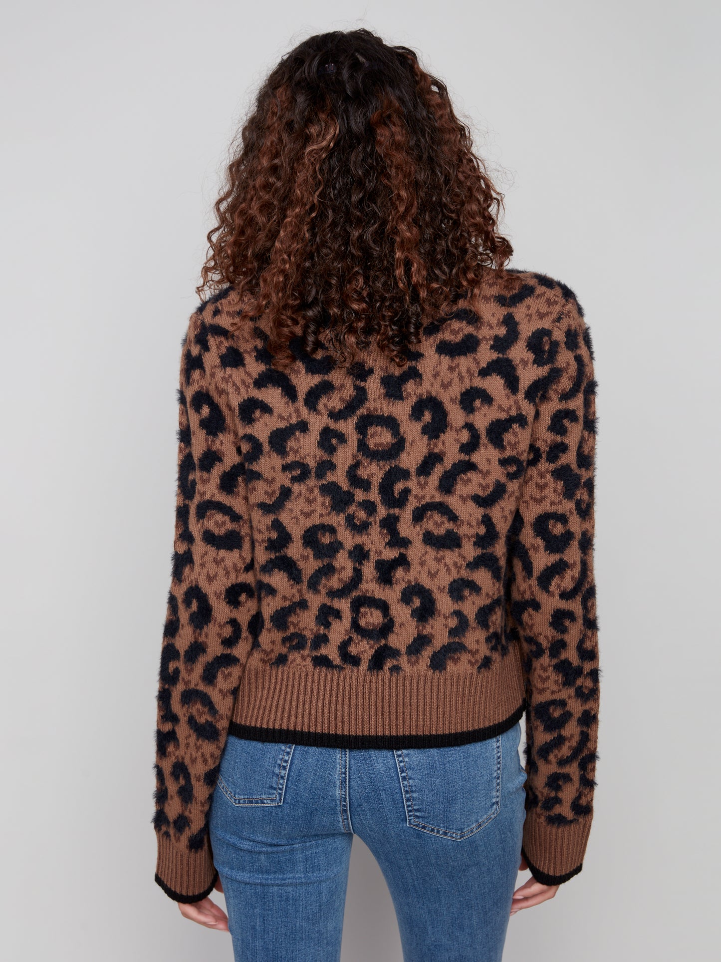 Charlie B Bow Tie Front Cardigan Animal C2933-430-CP236