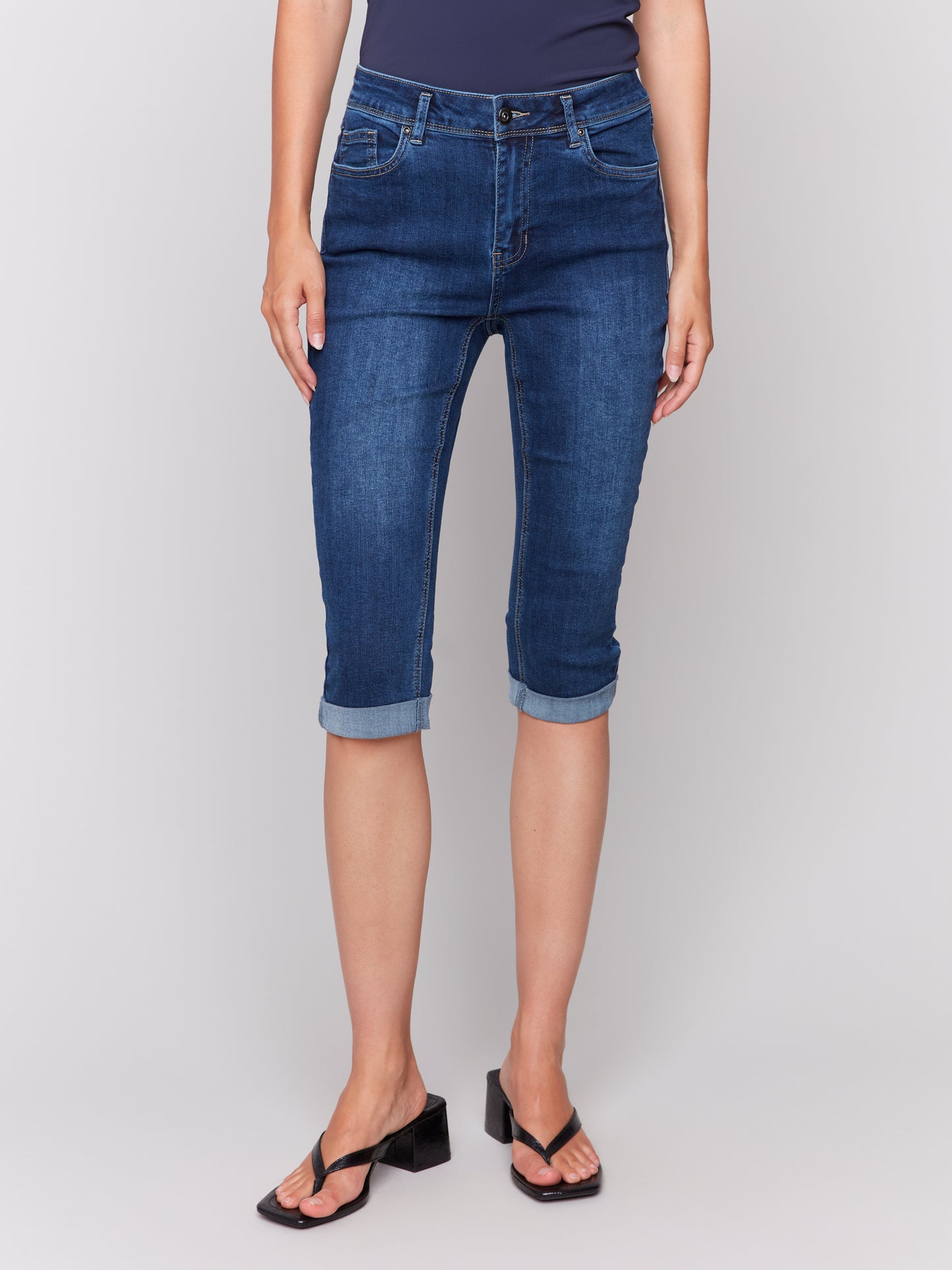 Charlie B Stretch Denim Pedal Pusher Pants Indigo C5208W-431A-007