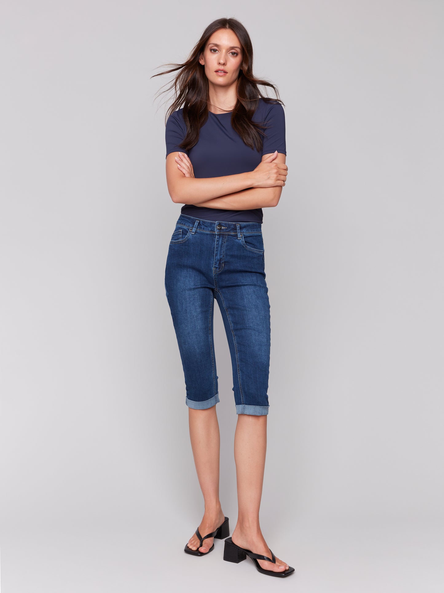 Charlie B Stretch Denim Pedal Pusher Pants Indigo C5208W-431A-007