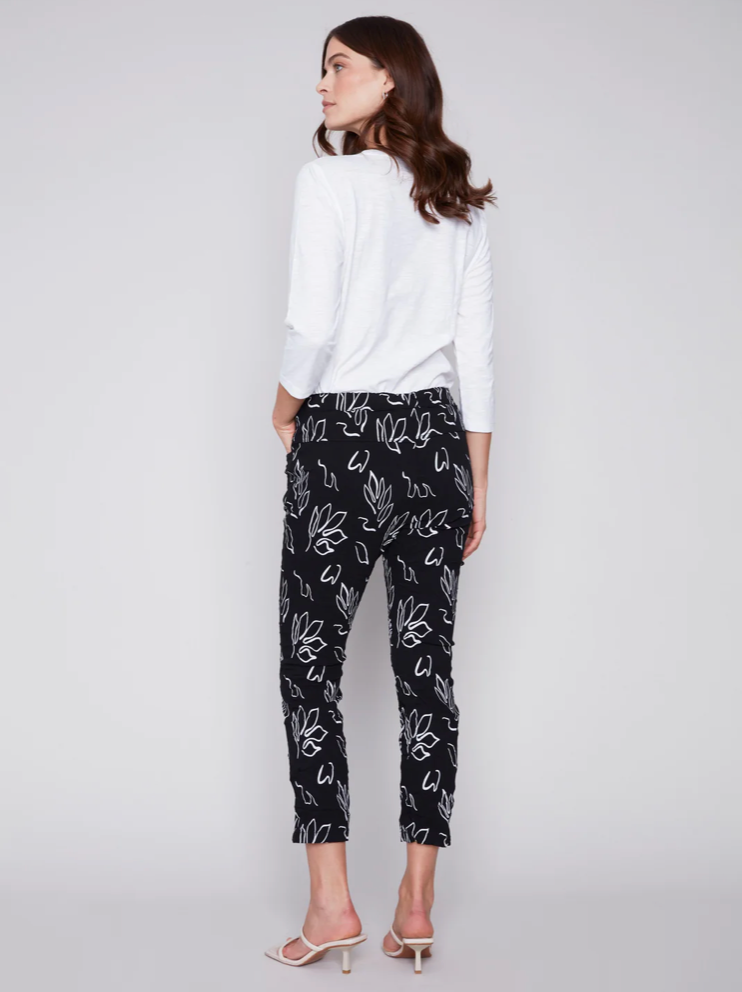 Charlie B Printed Pull On Crinkle Jogger Leaves C5219Z-849A-P579