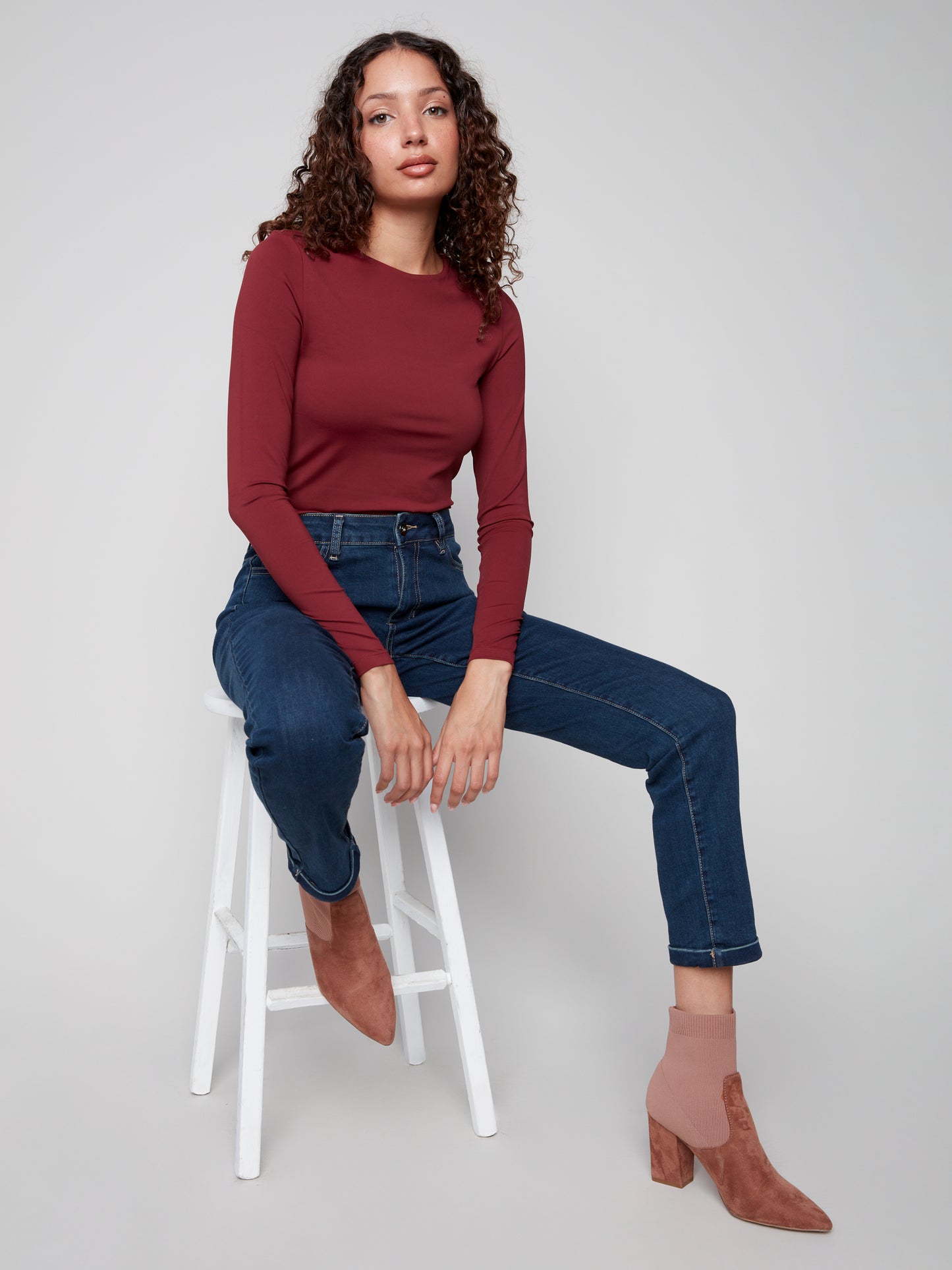 Charlie B Cuffed hem Slim 5 Pkt Stretch Denim Pants Dark Blue C5309Y-431A-680