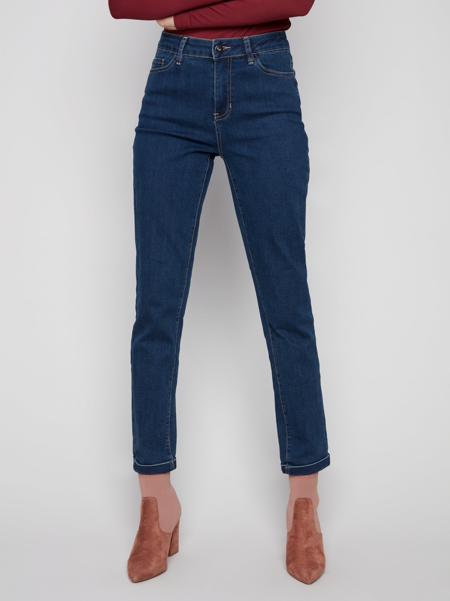 Charlie B Cuffed hem Slim 5 Pkt Stretch Denim Pants Dark Blue C5309Y-431A-680