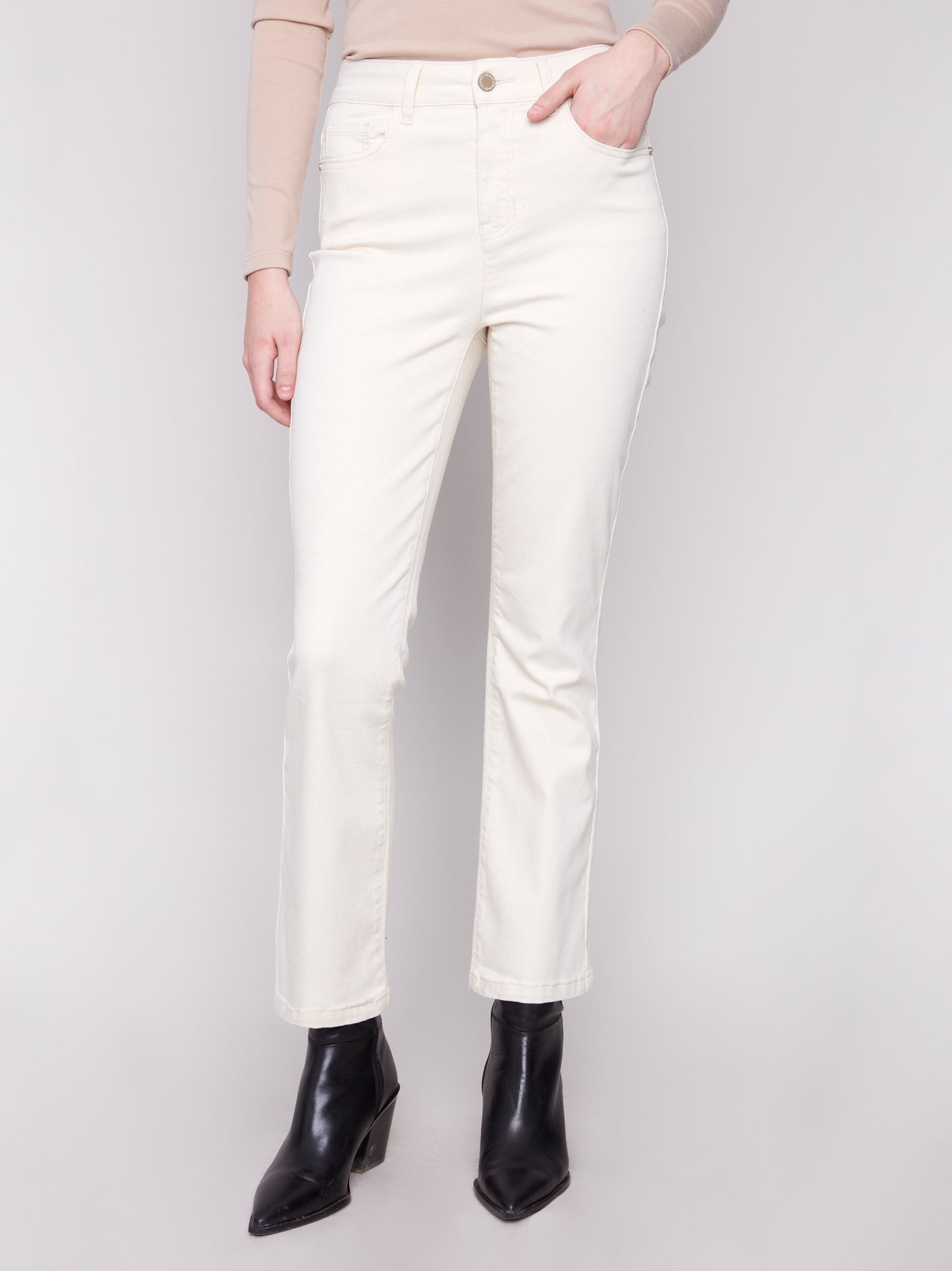 Charlie B Bootcut Leg 5 Pkt Flex Twill Pants Natural C5443X-677B-100
