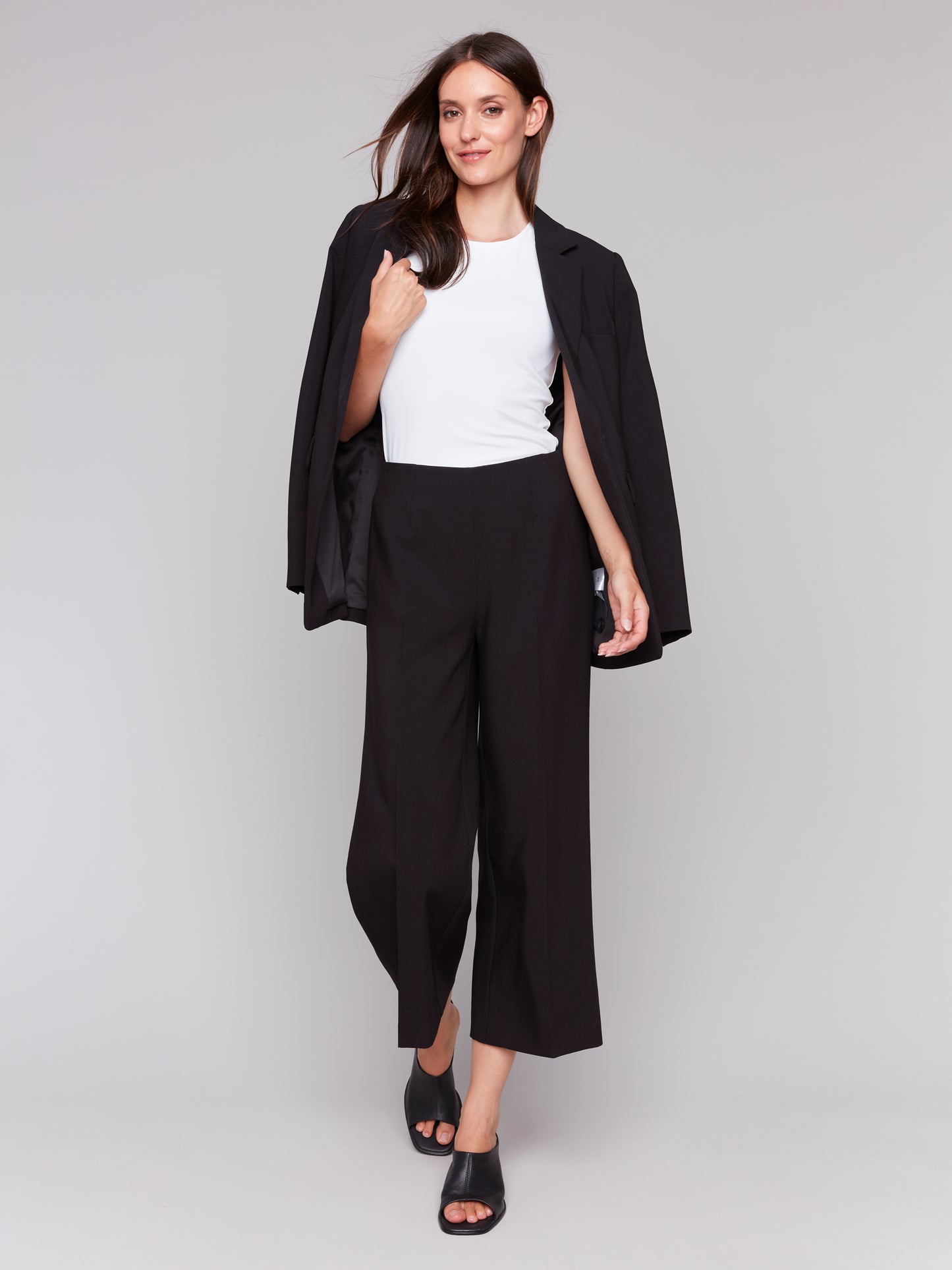 Charlie B Cropped Wide Leg Pants Black C5494S-838B-001