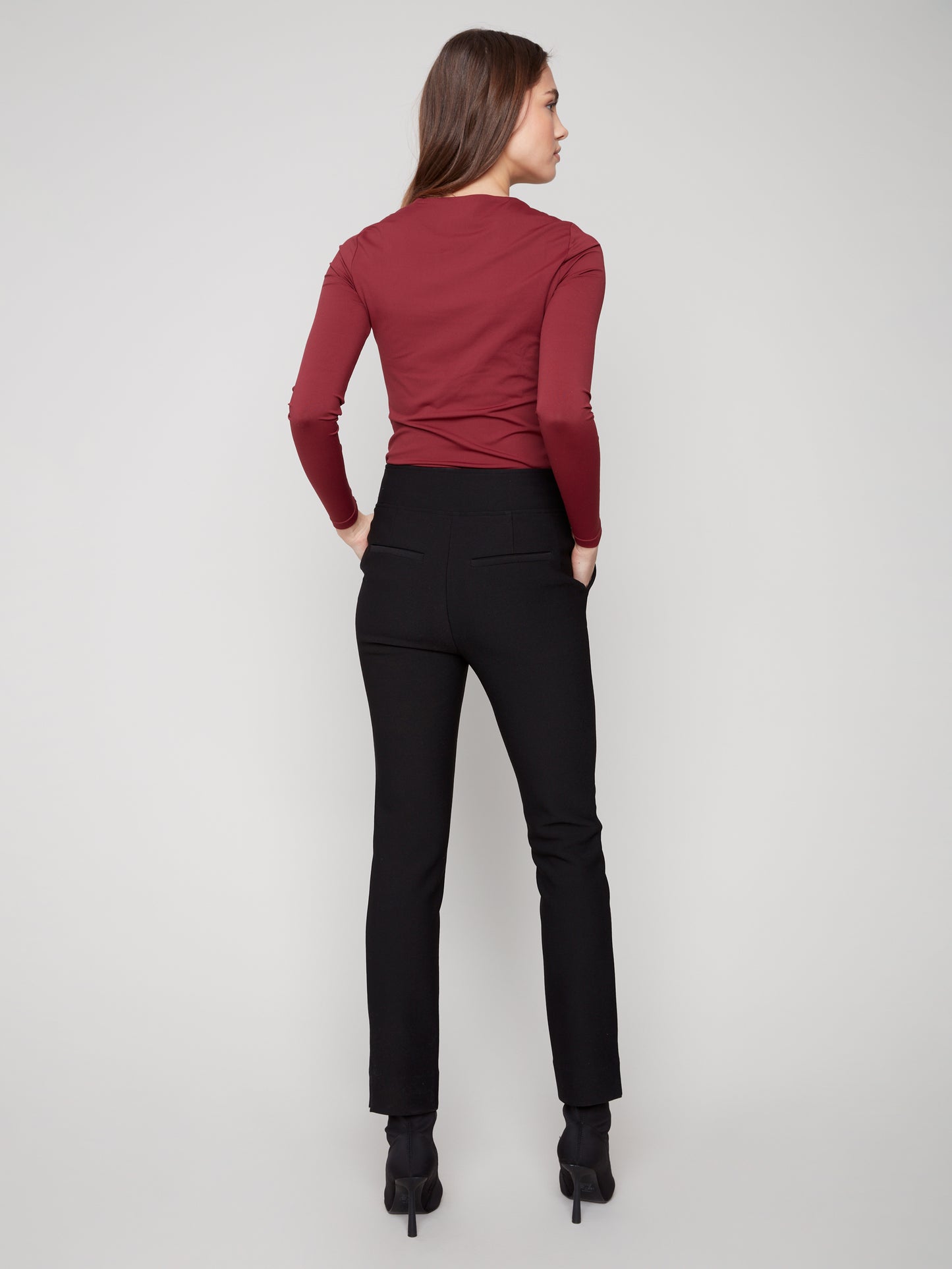Charlie B Narrow Leg Pant w/Side Pockets Black C5578R-049C-001