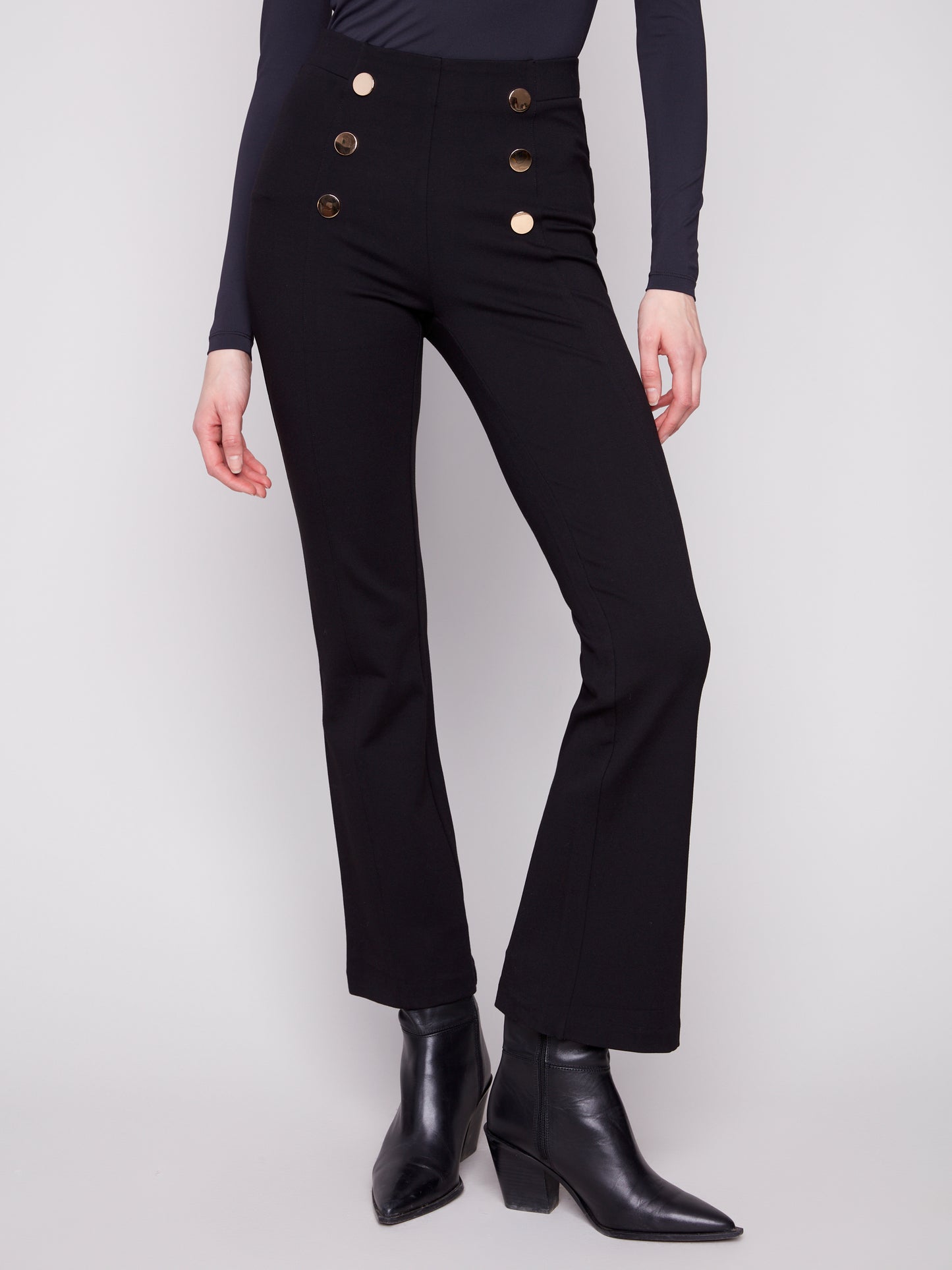Charlie B Flare Ponte Pants Black C5661-633B-001