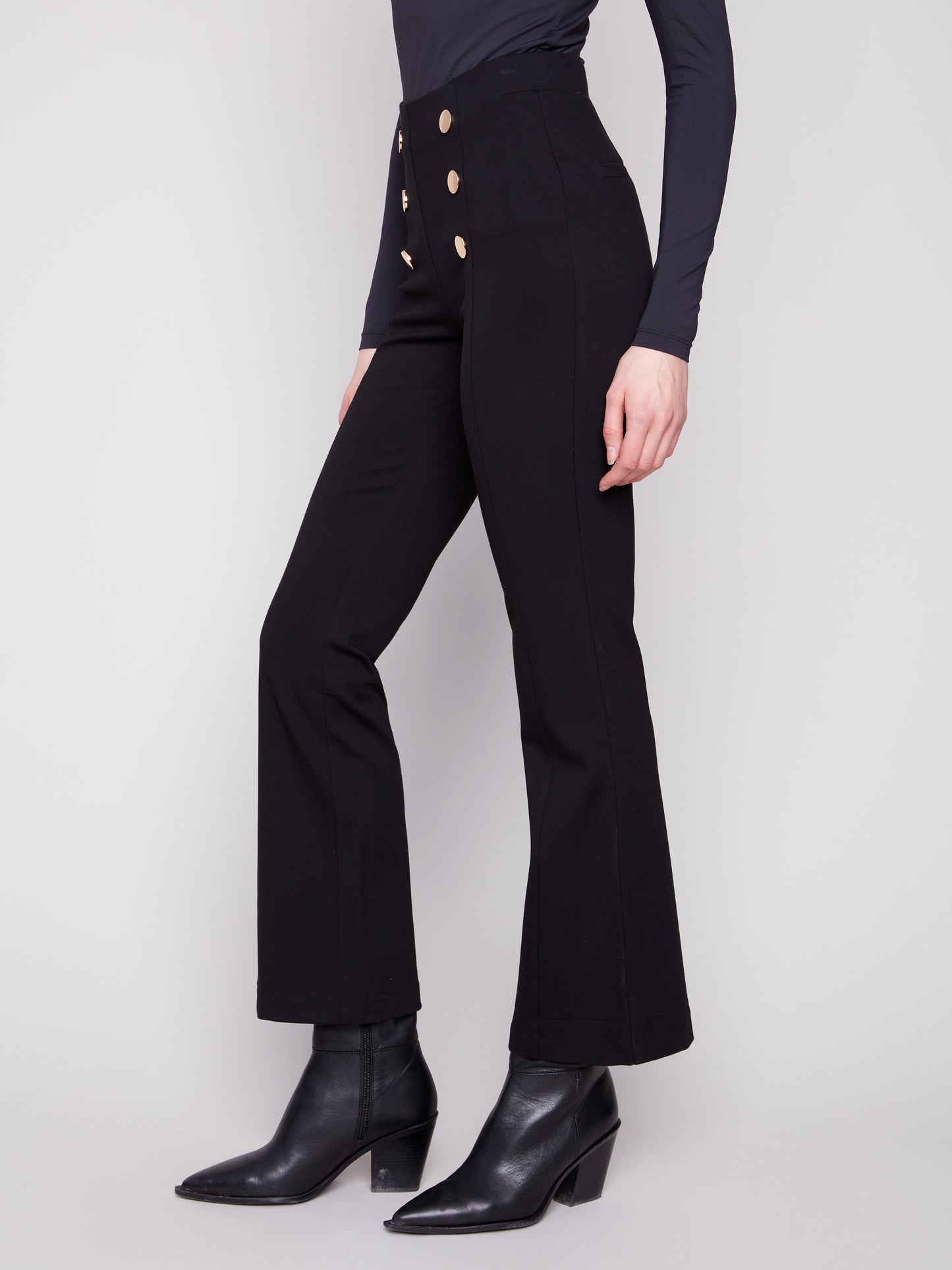 Charlie B Flare Ponte Pants Black C5661-633B-001
