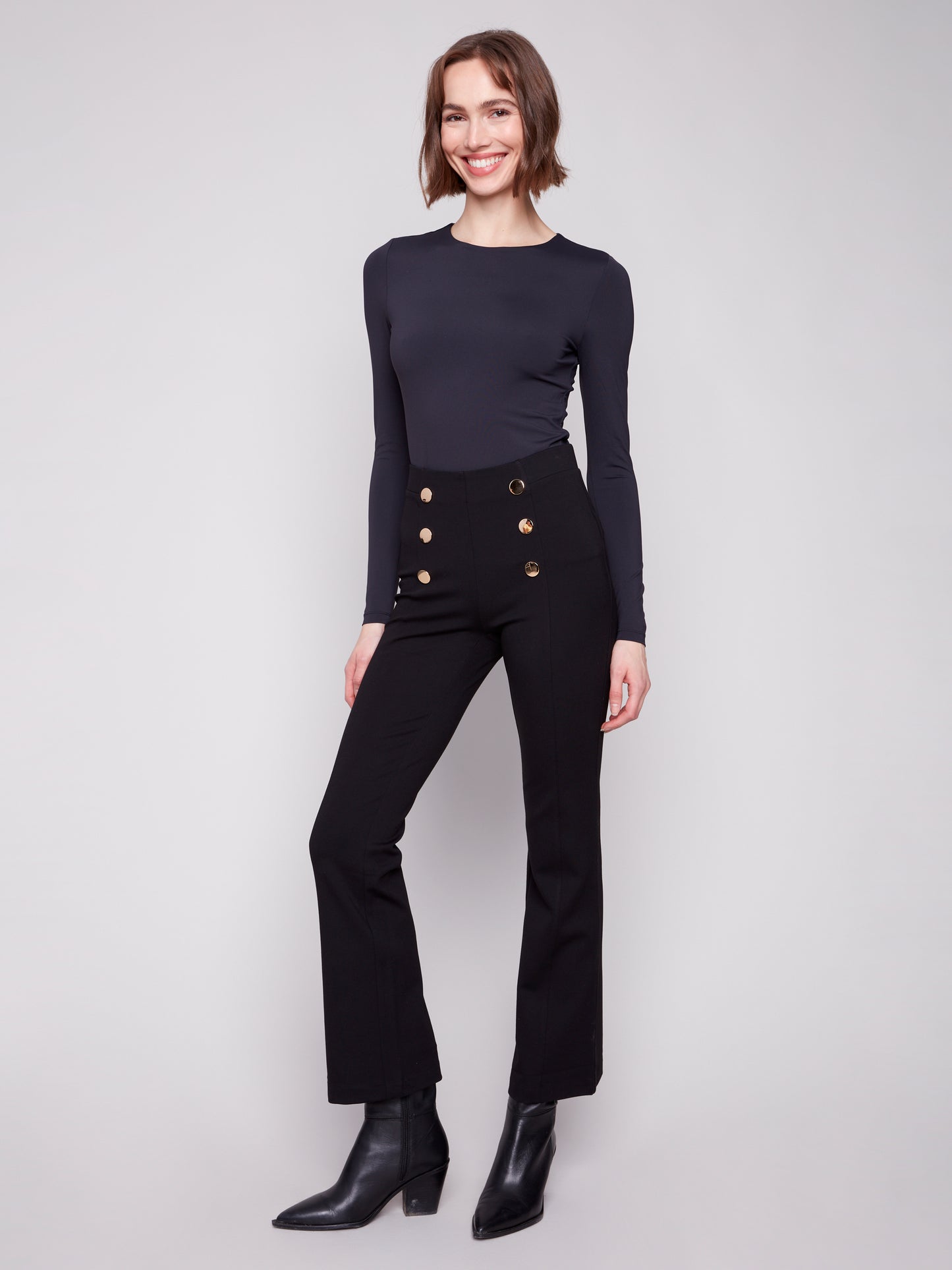 Charlie B Flare Ponte Pants Black C5661-633B-001