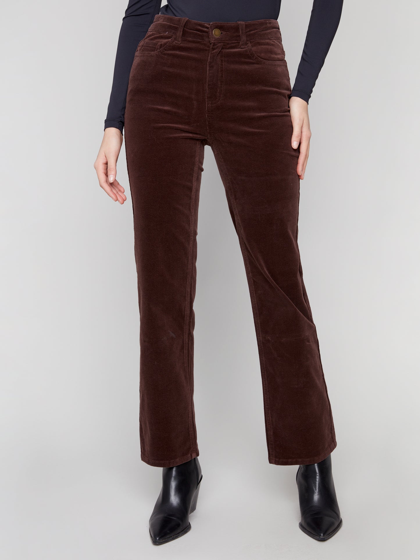 Charlie B Straight Leg Corduroy Pants Mocha C5684-660B-212