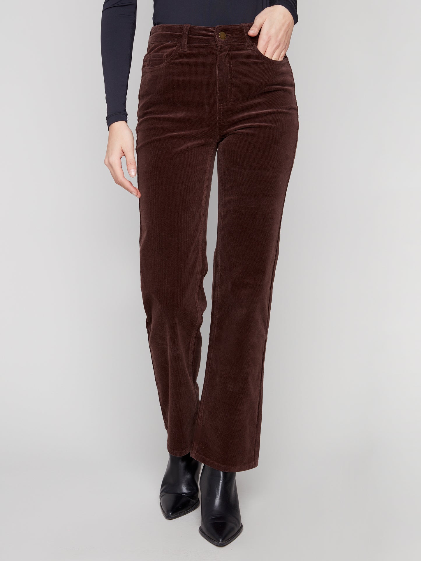 Charlie B Straight Leg Corduroy Pants Mocha C5684-660B-212
