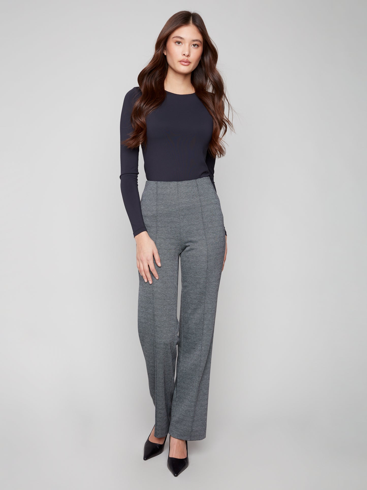 Charlie B Twill Ponti di Roma Pull On Pants Black C5695-381C-001