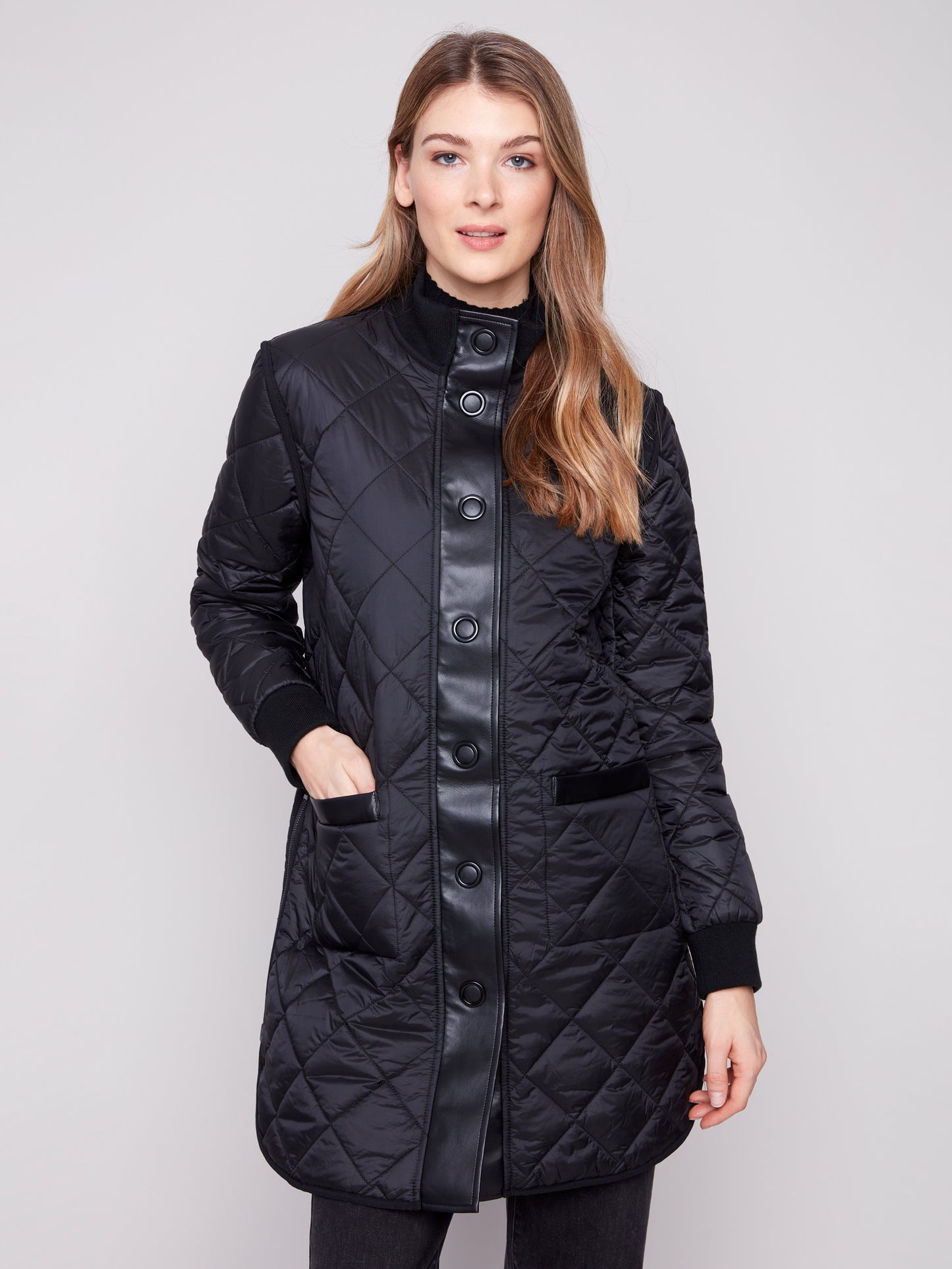 Charlie B Reversible Puffer Jacket Black C6313RP-135B-P001