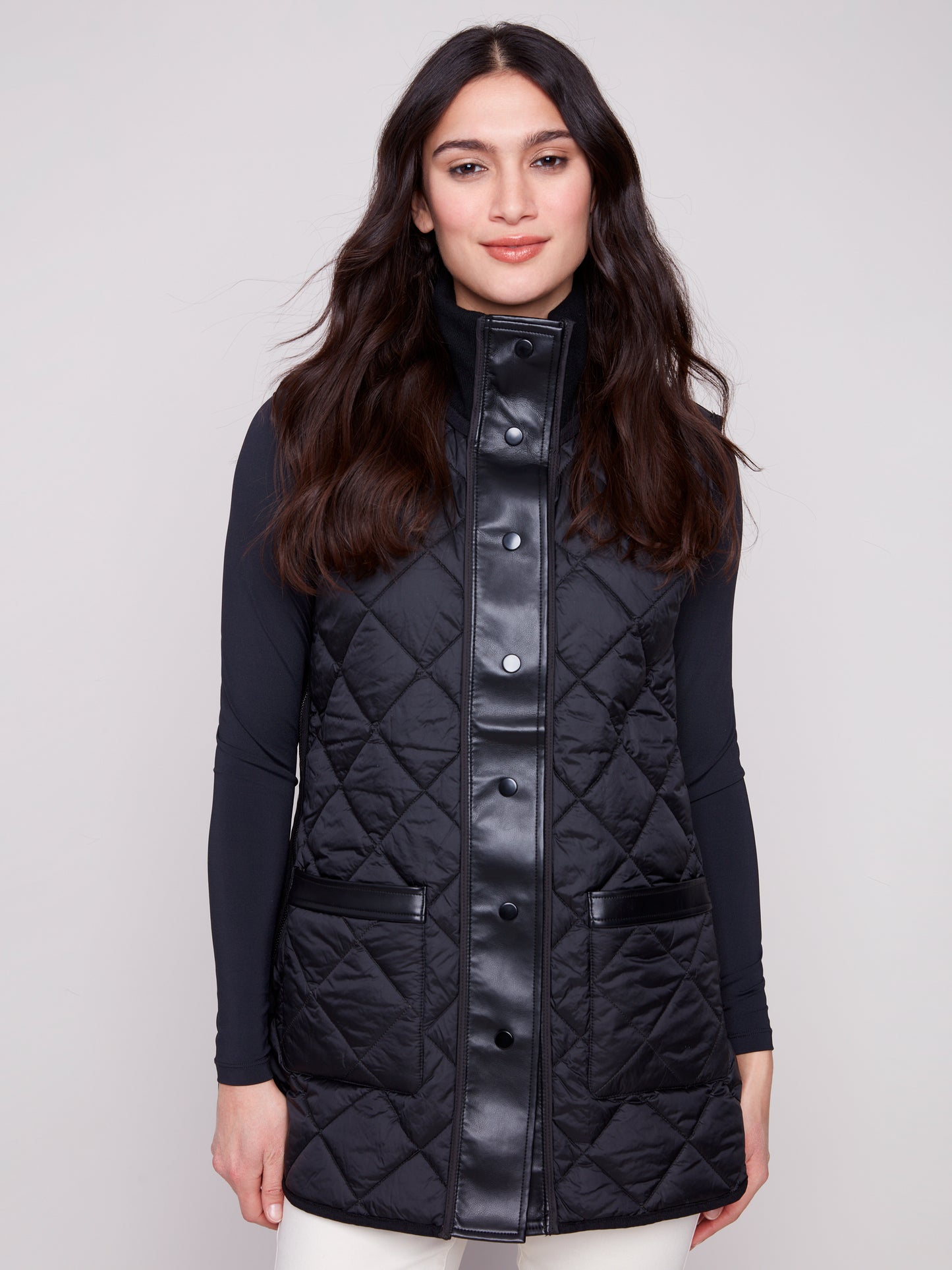 Charlie B Reversible Quilted Vest Spruce C6385-135B-531