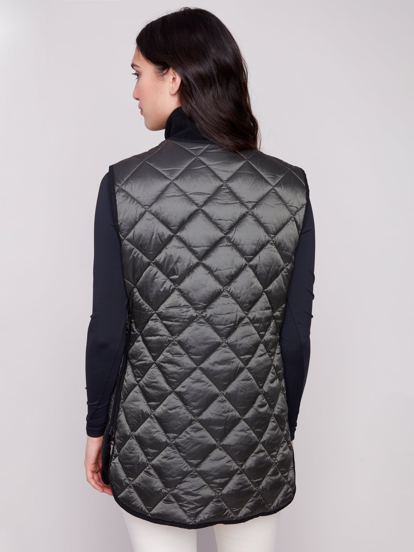 Charlie B Reversible Quilted Vest Spruce C6385-135B-531