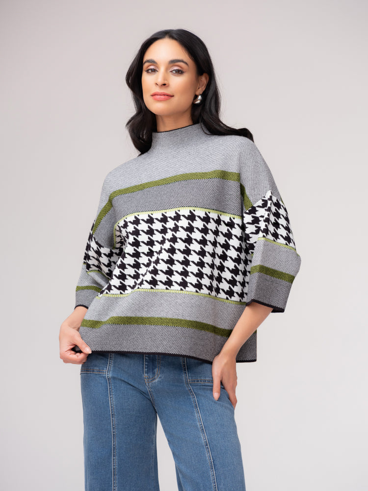 Elena Wang Sweater Black/White/Green EW37086