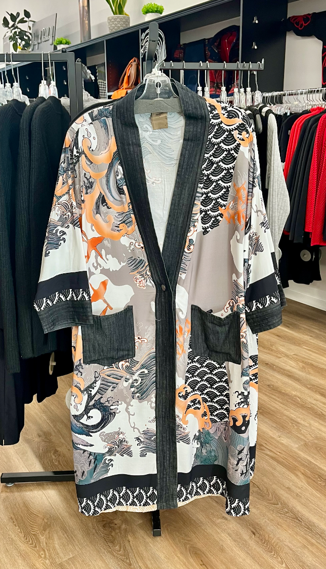 Fashion Concepts Long Cardigan Taupe Multi FC262124