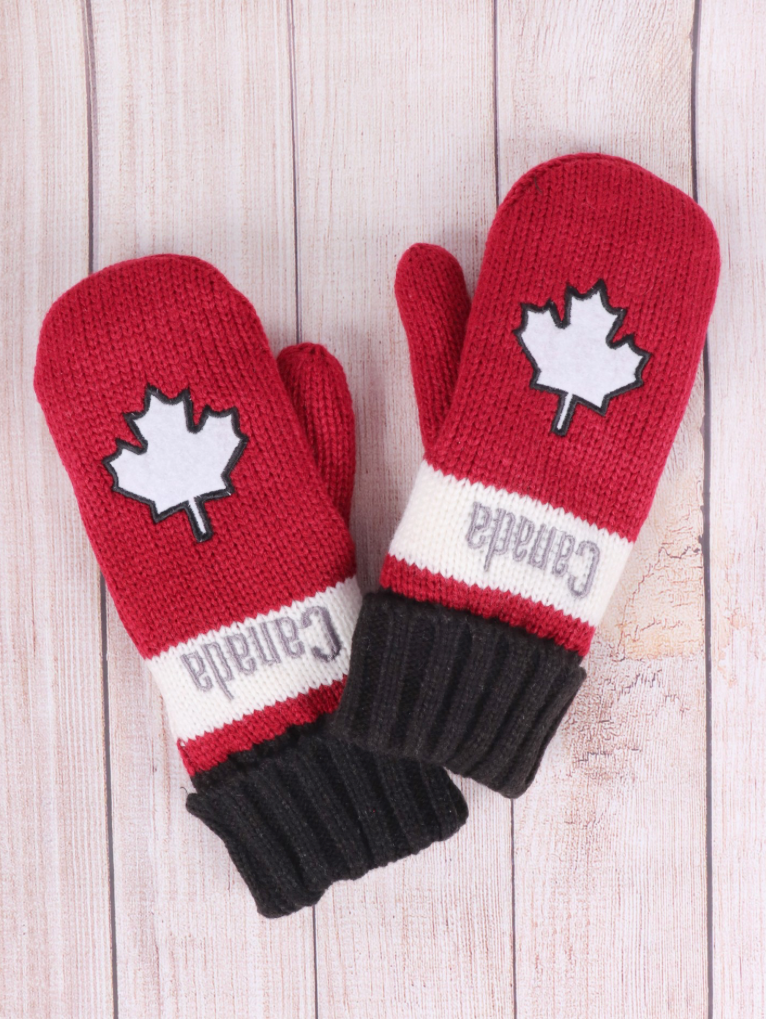 Cherie Bliss Canada Themed Mittens Black/Red GL11055