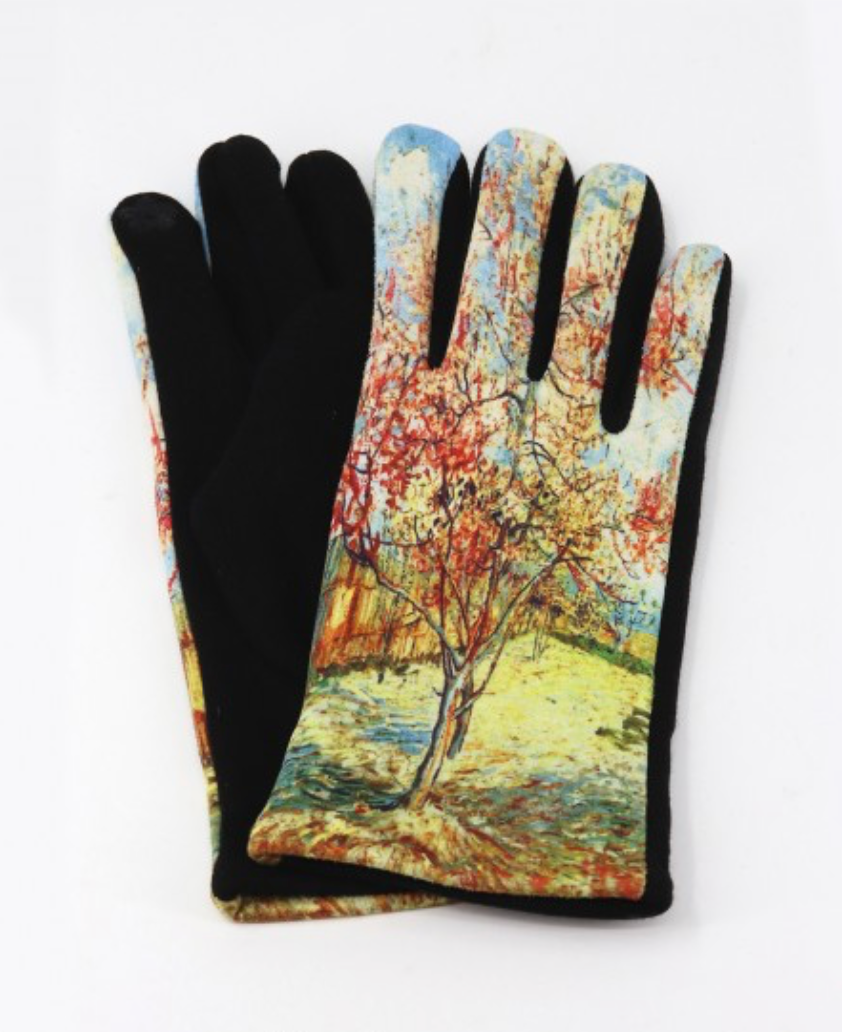 Cherie Bliss Oil Painting Gloves "Vincent Van Gogh: Pink Peach Tree in Blossom" GL1620/GL127521