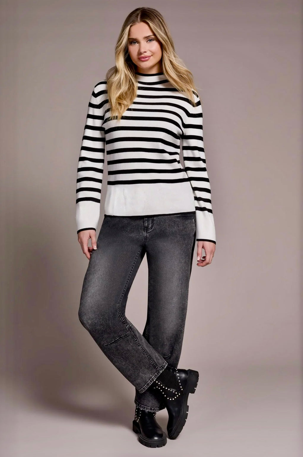 Tribal L/S Funnel Neck Sweater Cream 22890-835-0026