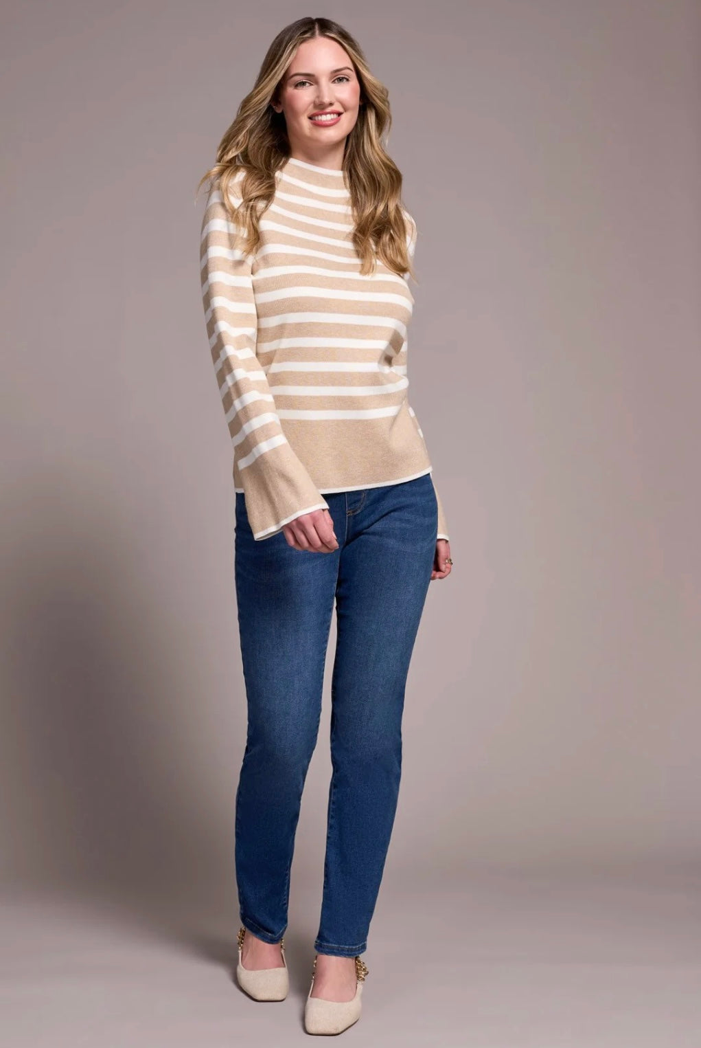 Tribal L/S Funnel Neck Sweater H. Latte 22890-835-3280