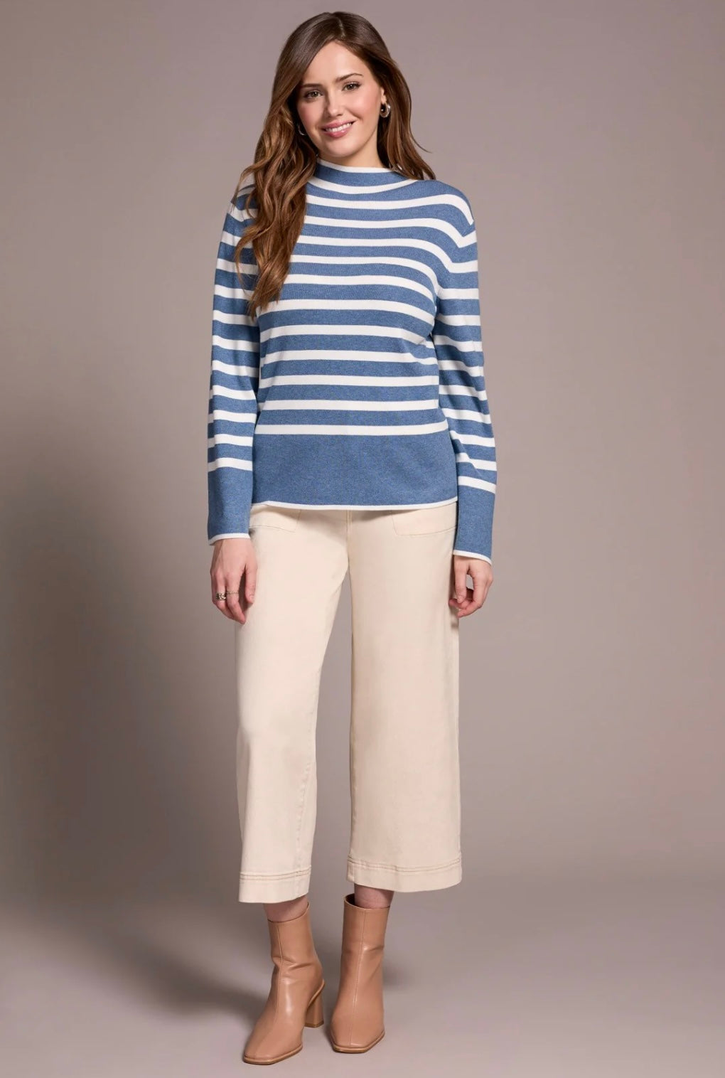 Tribal L/S Funnel Neck Sweater H. Slate 22890-835-167A