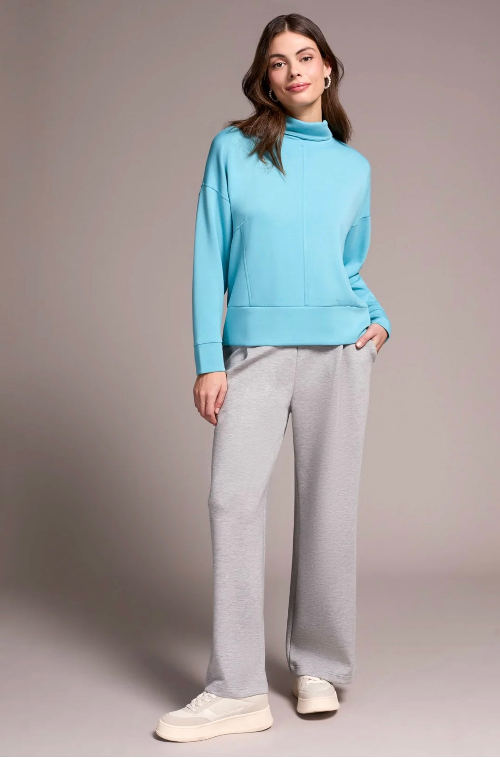 Tribal L/S Funnel Neck Top MistBlue 22750-3390-3270
